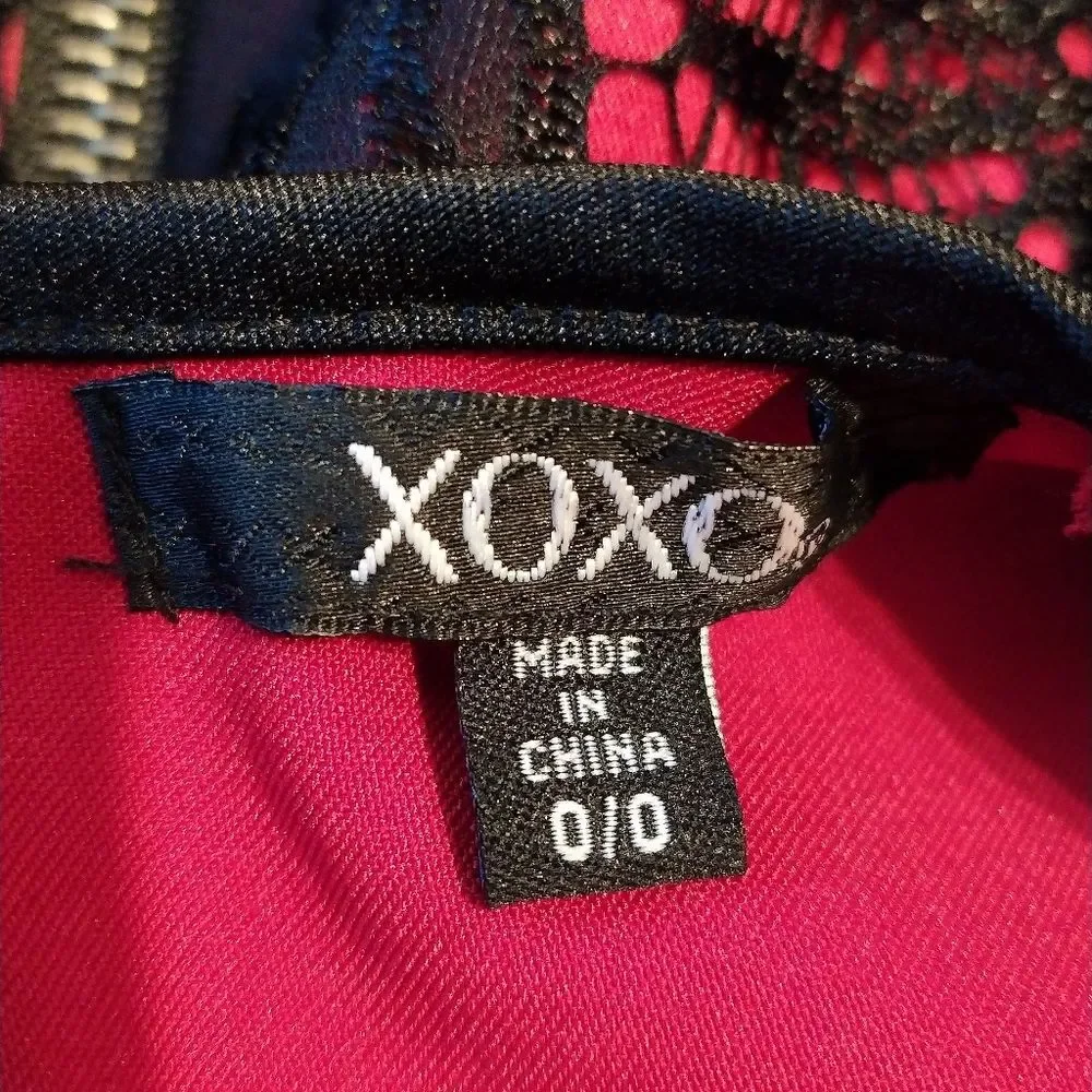 XOXO Red Black Lace Beaded Dress